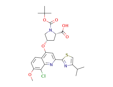 (2S,4S)-1-(tert-butoxycarbonyl)-4-(8-chloro-2-(4-isopropylthiazol-2-yl)-7-methoxyquinolin-4-yloxy)pyrrolidine-2-carboxylic acid