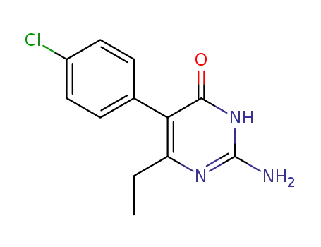 Molecular Structure of 91396-20-2 (4(1H)-Pyrimidinone, 2-amino-5-(4-chlorophenyl)-6-ethyl-)