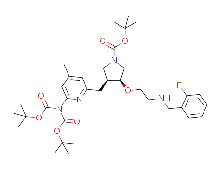 (3S,4S)-tert-butyl 3-((6-(bis(tert-butoxycarbonyl)amino)-4-methylpyridin-2-yl)methyl)-4-(2-(2-fluorobenzylamino)ethoxy)pyrrolidine-1-carboxylate