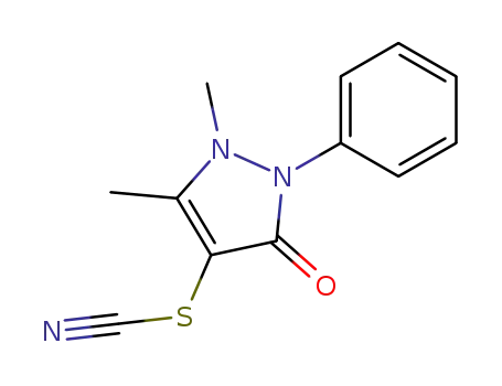 Molecular Structure of 91397-05-6 (Thiocyanic acid,
2,3-dihydro-1,5-dimethyl-3-oxo-2-phenyl-1H-pyrazol-4-yl ester)