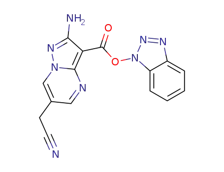 1H-benzo[d][1,2,3]triazol-1-yl 2-amino-6-(cyanomethyl)pyrazolo[1,5-a]pyrimidine-3-carboxylate