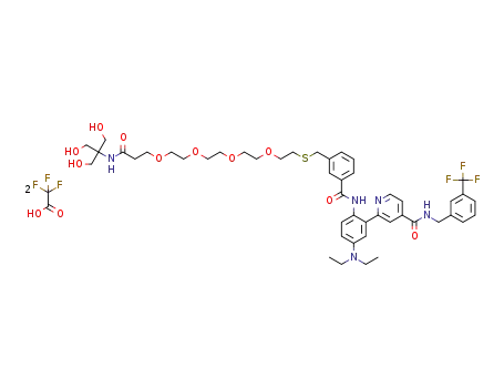2-(5-(diethylamino)-2-(3-(20-hydroxy-19,19-bis(hydroxymethyl)-17-oxo-5,8,11,14-tetraoxa-2-thia-18-azaicosyl)benzamido)phenyl)-N-(3-(trifluoromethyl)benzyl)isonicotinamide bis(trifluoroacetate)