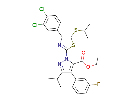 ethyl 1-(4-(3,4-dichlorophenyl)-5-(isopropylthio)thiazol-2-yl)-4-(3-fluorophenyl)-3-isopropyl-1H-pyrazole-5-carboxylate