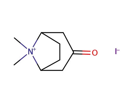 Molecular Structure of 6690-08-0 (8-Azoniabicyclo[3.2.1]octane, 8,8-dimethyl-3-oxo-, iodide)