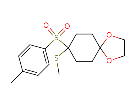 Molecular Structure of 98253-09-9 (1,4-Dioxaspiro[4.5]decane, 8-[(4-methylphenyl)sulfonyl]-8-(methylthio)-)