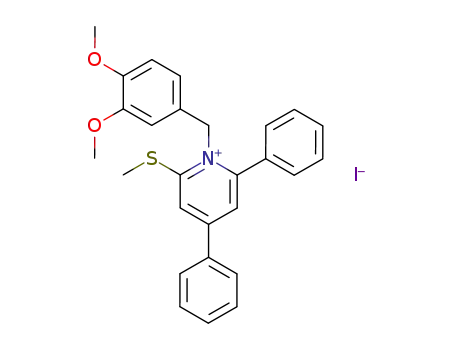 Molecular Structure of 76950-82-8 (Pyridinium,
1-[(3,4-dimethoxyphenyl)methyl]-2-(methylthio)-4,6-diphenyl-, iodide)