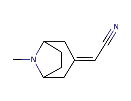 Molecular Structure of 91817-61-7 (Acetonitrile, (8-methyl-8-azabicyclo[3.2.1]oct-3-ylidene)-)