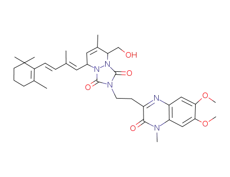 2-[2-(6,7-Dimethoxy-4-methyl-3-oxo-3,4-dihydro-quinoxalin-2-yl)-ethyl]-5-hydroxymethyl-6-methyl-8-[(1E,3E)-2-methyl-4-(2,6,6-trimethyl-cyclohex-1-enyl)-buta-1,3-dienyl]-5,8-dihydro-[1,2,4]triazolo[1,2-a]pyridazine-1,3-dione