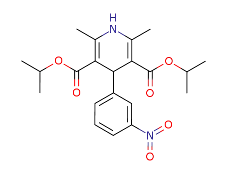 Molecular Structure of 21881-78-7 (1,4-Dihydro-2,6-dimethyl-4-(3-nitrophenyl)-3,5-pyridinedicarboxylic acid bis(1-methylethyl) ester)