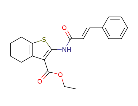 Molecular Structure of 76981-77-6 (ethyl 2-{[(2E)-3-phenylprop-2-enoyl]amino}-4,5,6,7-tetrahydro-1-benzothiophene-3-carboxylate)