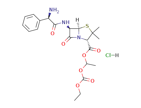 4-Thia-1-azabicyclo[3.2.0]heptane-2-carboxylicacid, 6-[[(2R)-2-amino-2-phenylacetyl]amino]-3,3-dimethyl-7-oxo-,1-[(ethoxycarbonyl)oxy]ethyl ester, hydrochloride (1:1), (2S,5R,6R)- cas  37661-08-8