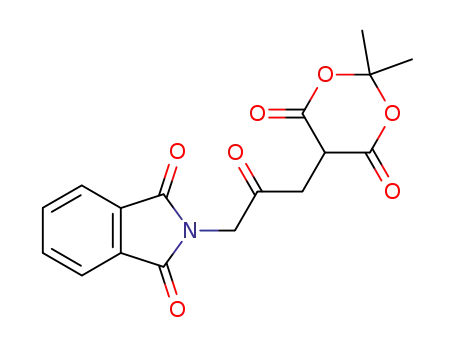Molecular Structure of 114681-18-4 (1H-Isoindole-1,3(2H)-dione,
2-[3-(2,2-dimethyl-4,6-dioxo-1,3-dioxan-5-yl)-2-oxopropyl]-)