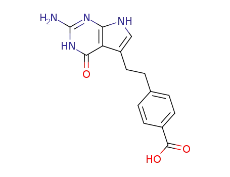 Molecular Structure of 137281-39-1 (4-[2-(2-Amino-4,7-dihydro-4-oxo-1H-pymol[2,3-d]pyrimodin-5-yl)ethyl]benzoic acid)