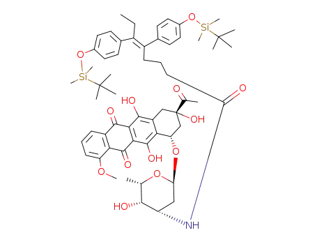 (E)-5,6-Bis-[4-(tert-butyl-dimethyl-silanyloxy)-phenyl]-oct-5-enoic acid [(2S,3S,4S,6R)-6-((1S,3S)-3-acetyl-3,5,12-trihydroxy-10-methoxy-6,11-dioxo-1,2,3,4,6,11-hexahydro-naphthacen-1-yloxy)-3-hydroxy-2-methyl-tetrahydro-pyran-4-yl]-amide