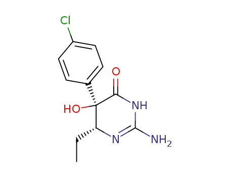 2-amino-5-(p-chlorophenyl)-t-6-ethyl-5,6-dihydro-r-5-hydroxy-4(3H)-pyrimidinone