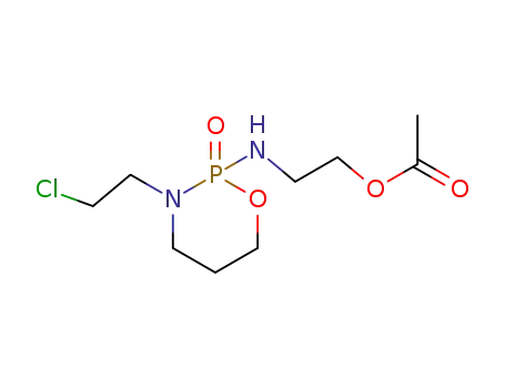 Molecular Structure of 110971-91-0 (Ethanol,
2-[[3-(2-chloroethyl)tetrahydro-2H-1,3,2-oxazaphosphorin-2-yl]amino]-,
acetate (ester), P-oxide)