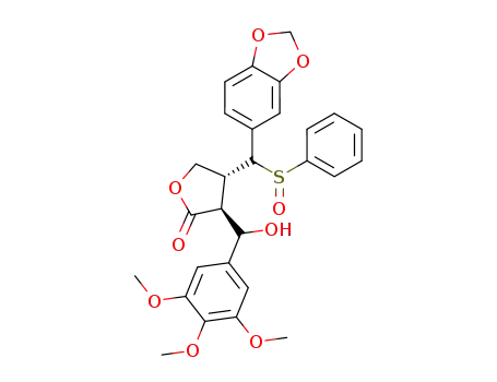 (3S,4R)-4-(Benzenesulfinyl-benzo[1,3]dioxol-5-yl-methyl)-3-[hydroxy-(3,4,5-trimethoxy-phenyl)-methyl]-dihydro-furan-2-one