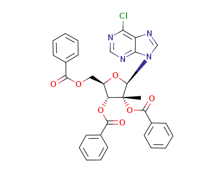 Molecular Structure of 205171-04-6 (6-Chloro-9-(2,3,5-tri-O-benzoyl-2-C-methyl-beta-D-ribofuranosyl)-9H-purine)