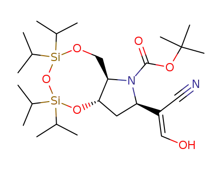 (2R,3aS,9aR)-2-((Z)-1-Cyano-2-hydroxy-vinyl)-5,5,7,7-tetraisopropyl-tetrahydro-4,6,8-trioxa-1-aza-5,7-disila-cyclopentacyclooctene-1-carboxylic acid tert-butyl ester