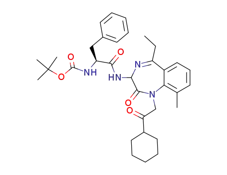 (3RS)-1-cyclohexylcarbonylmethyl-3-[N-tert-butoxycarbonyl-(S)-phenylalanyl]amino-5-ethyl-2,3-dihydro-9-methyl-1H-1,4-benzodiazepin-2-one
