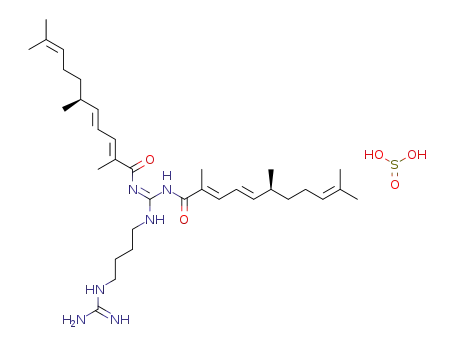 N-{4-[N',N''-bis-(2,6,10-trimethyl-undeca-2,4,9-trienoyl)-guanidino]-butyl}-guanidine; compound with sulfurous acid