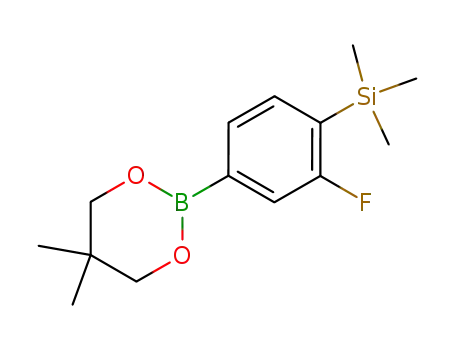 Molecular Structure of 574755-29-6 (1,3,2-Dioxaborinane, 2-[3-fluoro-4-(trimethylsilyl)phenyl]-5,5-dimethyl-)