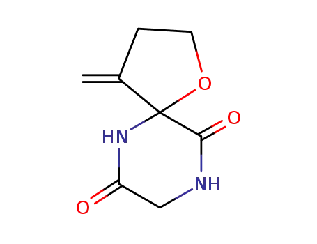 Molecular Structure of 141509-41-3 (1-Oxa-6,9-diazaspiro[4.5]decane-7,10-dione,4-methylene-(9CI))