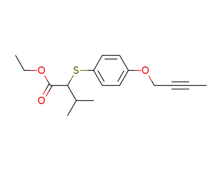 Molecular Structure of 287393-37-7 (Butanoic acid, 2-[[4-(2-butynyloxy)phenyl]thio]-3-methyl-, ethyl ester)