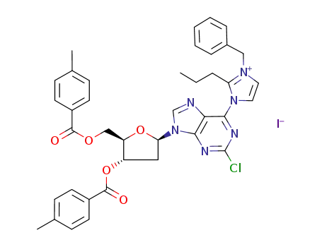 3-benzyl-1-{2-chloro-9-[2-deoxy-3,5-di-O-(p-toluoyl)-β-D-erythro-pentofuranosyl]-purin-6-yl}-2-propylimidazolium iodide