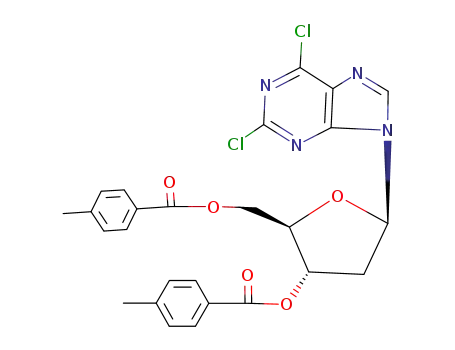 Molecular Structure of 38925-80-3 (2,6-DICHLORO-9-(2-DEOXY-3,5,DI-O-(4-METHYLBENZOYL-BETA-D-ERYTHROPENTOFURANOSYL)-9H-PURINE))