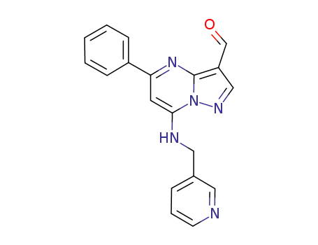 Molecular Structure of 672318-77-3 (Pyrazolo[1,5-a]pyrimidine-3-carboxaldehyde,
5-phenyl-7-[(3-pyridinylmethyl)amino]-)