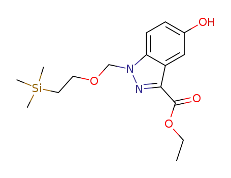 Molecular Structure of 865886-86-8 (1H-Indazole-3-carboxylic acid,
5-hydroxy-1-[[2-(trimethylsilyl)ethoxy]methyl]-, ethyl ester)