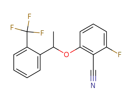Molecular Structure of 872181-46-9 (Benzonitrile, 2-fluoro-6-[1-[2-(trifluoromethyl)phenyl]ethoxy]-)