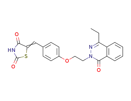 Molecular Structure of 214281-78-4 (2,4-Thiazolidinedione,
5-[[4-[2-(4-ethyl-1-oxo-2(1H)-phthalazinyl)ethoxy]phenyl]methylene]-)