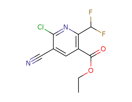 Molecular Structure of 919354-88-4 (3-Pyridinecarboxylic acid, 6-chloro-5-cyano-2-(difluoromethyl)-, ethyl
ester)