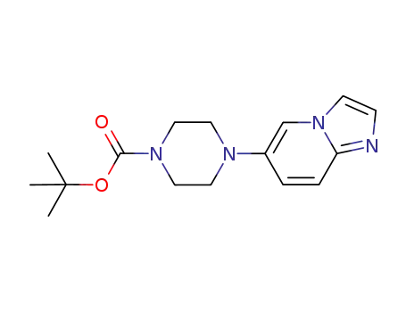 Molecular Structure of 684223-68-5 (1-Piperazinecarboxylic acid, 4-imidazo[1,2-a]pyridin-6-yl-,
1,1-dimethylethyl ester)