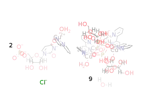 [Cu(μ-(uridine 5'-monophosphate-H))(2,2'-bipyridine)(H2O)]2[Cu4(μ-OH)(μ-(α-D-Glc-1P))2(bpy)4(H2O)2]Cl*9H2O