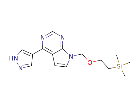 Molecular Structure of 941685-27-4 (4-(1H-PYRAZOL-4-YL)-7-((2-(TRIMETHYLSILYL)ETHOXY)METHYL)-7H-PYRROLO[2,3-D]PYRIMIDINE)