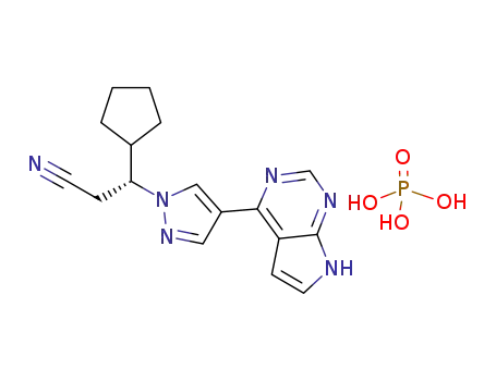 (3R)-3-cyclopentyl-3-[4-(7H-pyrrolo[2,3-d]pyrimidin-4-yl)-1H-pyrazol-1-yl]propanenitrile phosphoric acid
