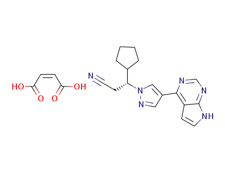 Molecular Structure of 1092939-15-5 ((betaR)-beta-Cyclopentyl-4-(7H-pyrrolo[2,3-d]pyrimidin-4-yl)-1H-pyrazole-1-propanenitrile (2Z)-2-butenedioate)