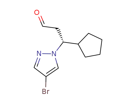 Molecular Structure of 1146629-82-4 (1H-Pyrazole-1-propanal, 4-broMo-b-cyclopentyl-, (bR)-)