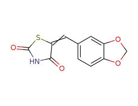 Molecular Structure of 6318-41-8 (5-(1,3-benzodioxol-5-ylmethylidene)-1,3-thiazolidine-2,4-dione)