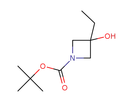 Molecular Structure of 398489-28-6 (1-Azetidinecarboxylicacid,3-ethyl-3-hydroxy-,1,1-dimethylethylester(9CI))