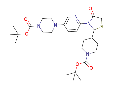 tert-butyl 4-(6-(2-(1-(tert-butoxycarbonyl)piperidin-4-yl)-4-oxothiazolidin-3-yl)pyridin-3-yl)piperazine-1-carboxylate