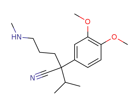 Molecular Structure of 34245-14-2 (RAC D 617 (N-METHYL-4-(3,4-DIMETHOXYPHENYL)-4-CYANO-5-METHYLHEXYLAMINE))