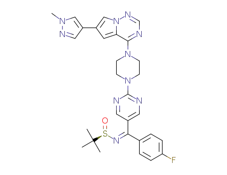 (S,Z)-N-((4-fluorophenyl)(2-(4-(6-(1-methyl-1H-pyrazol-4-yl)pyrrolo[2,1-f][1,2,4]triazin-4-yl)piperazin-1-yl)pyrimidin-5-yl)methylene)-2-methylpropane-2-sulfinamide