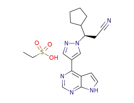 (3R)-3-cyclopentyl-3-[4-(7H-pyrrolo[2,3-d]pyrimidin-4-yl)pyrazol-1-yl]propanenitrile ethanesulphonate