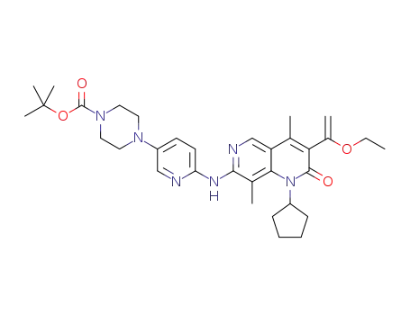 4-(6-((1-cyclopentyl-3-(1-ethoxyvinyl)-4,8-dimethyl-2-oxo-1,2-dihydro-1,6-naphthyridin-7-yl)amino)pyridin-3-yl)piperazine-1-carboxylic acid tert-butyl ester