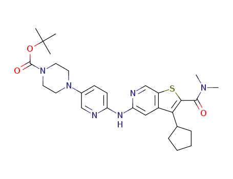 tert-butyl 4-(6-((3-cyclopentyl-2-(dimethylcarbamoyl)thieno[2,3-c]pyridin-5-yl)amino)pyridin-3-yl)piperazine-1-carboxylate