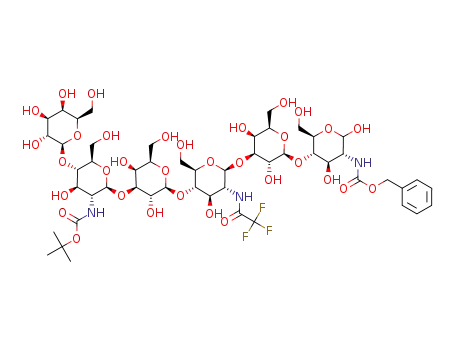 β-D-galactopyranosyl-(1→4)-2-deoxy-2-(t-butyloxycarbonylamino)-β-D-glucopyranosyl-(1→3)-β-D-galactopyranosyl-(1→4)-2-deoxy-2-trifluoroacetamido-D-glucopyranoside-(1→3)-β-D-galactopyranosyl-(1→4)-2-(benzyloxycarbonylamino)-2-deoxy-α,β-D-glucopyranoside